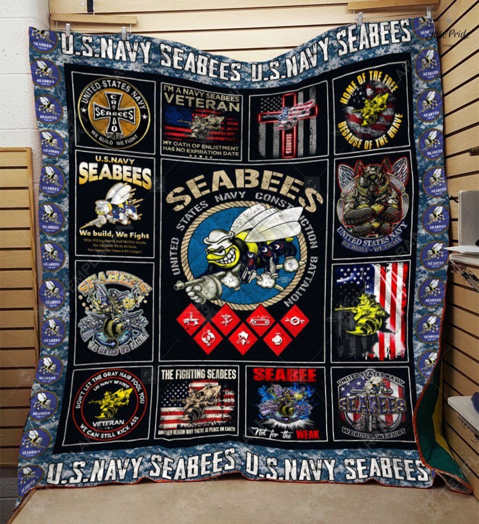 Seabees Th Us Navy Army Quilt Blanket Bedding Family Gift For Etsy
