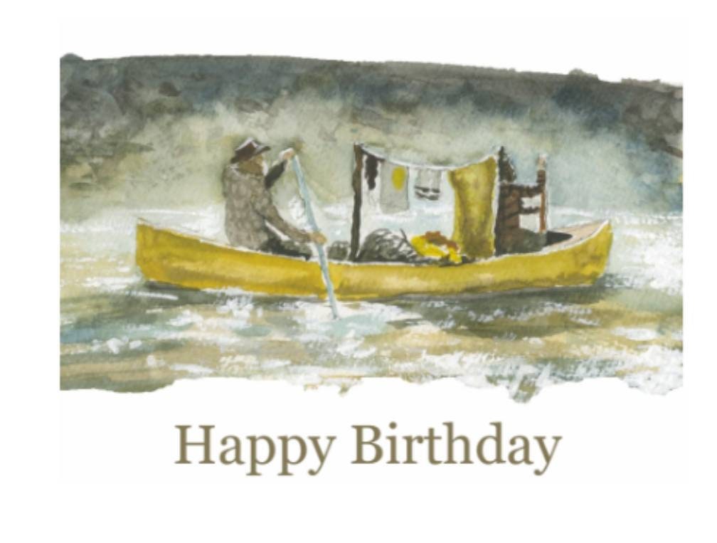 Happy Birthday card couple in a canoe Etsy