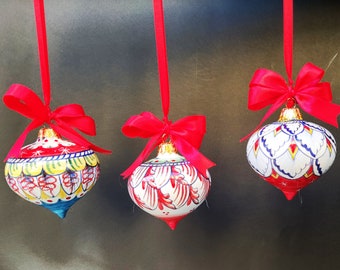 Hand painted Christmas Baubles | Christmas ornaments | Made in Italy