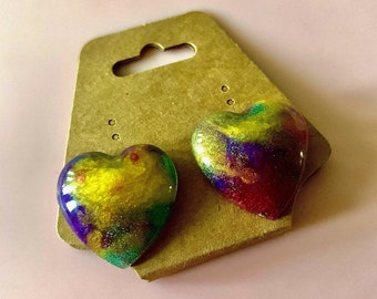 Pendientes del corazón del arco iris