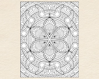 花柄マンダラ塗り絵100枚：瞑想的な花のデザイン（PDF）
