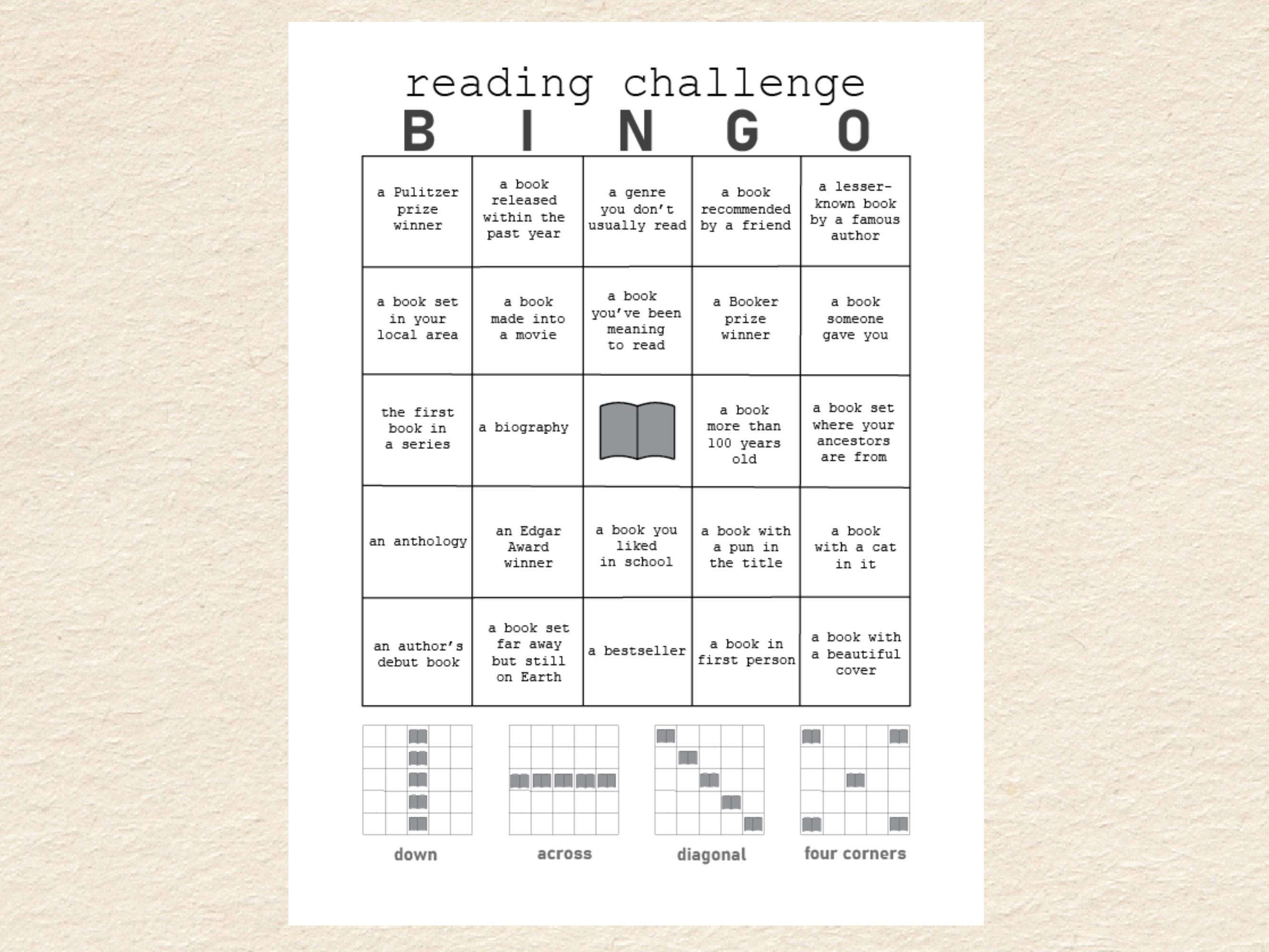 Book Bingo Reading Challenge: Printable Game (PDF Download) - Etsy Canada