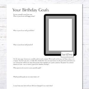 Your birthday goals with a future self portrait.