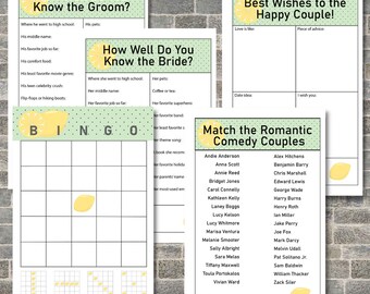 Lemon Bridal Shower Activities Bundle Download / Bridal Shower Games / Citrus Bridal Shower Printables / Bridal Shower Games Bundle