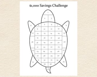 1,000-Dollar Savings Challenge Printable PDF / 1000 Savings Challenge Printable / Emergency Fund Goal Tracker
