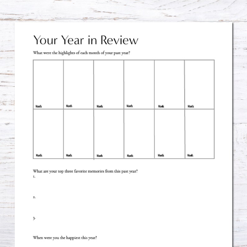 Your year in review. What were the highlights of each month, your favorite memories, and when were you the happiest.