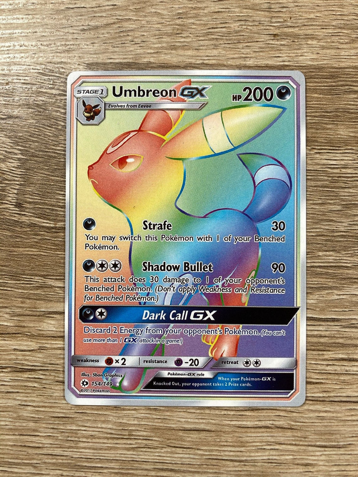 Umbreon GX Rainbow Custom Made Pokémon Card Sun & Moon Etsy