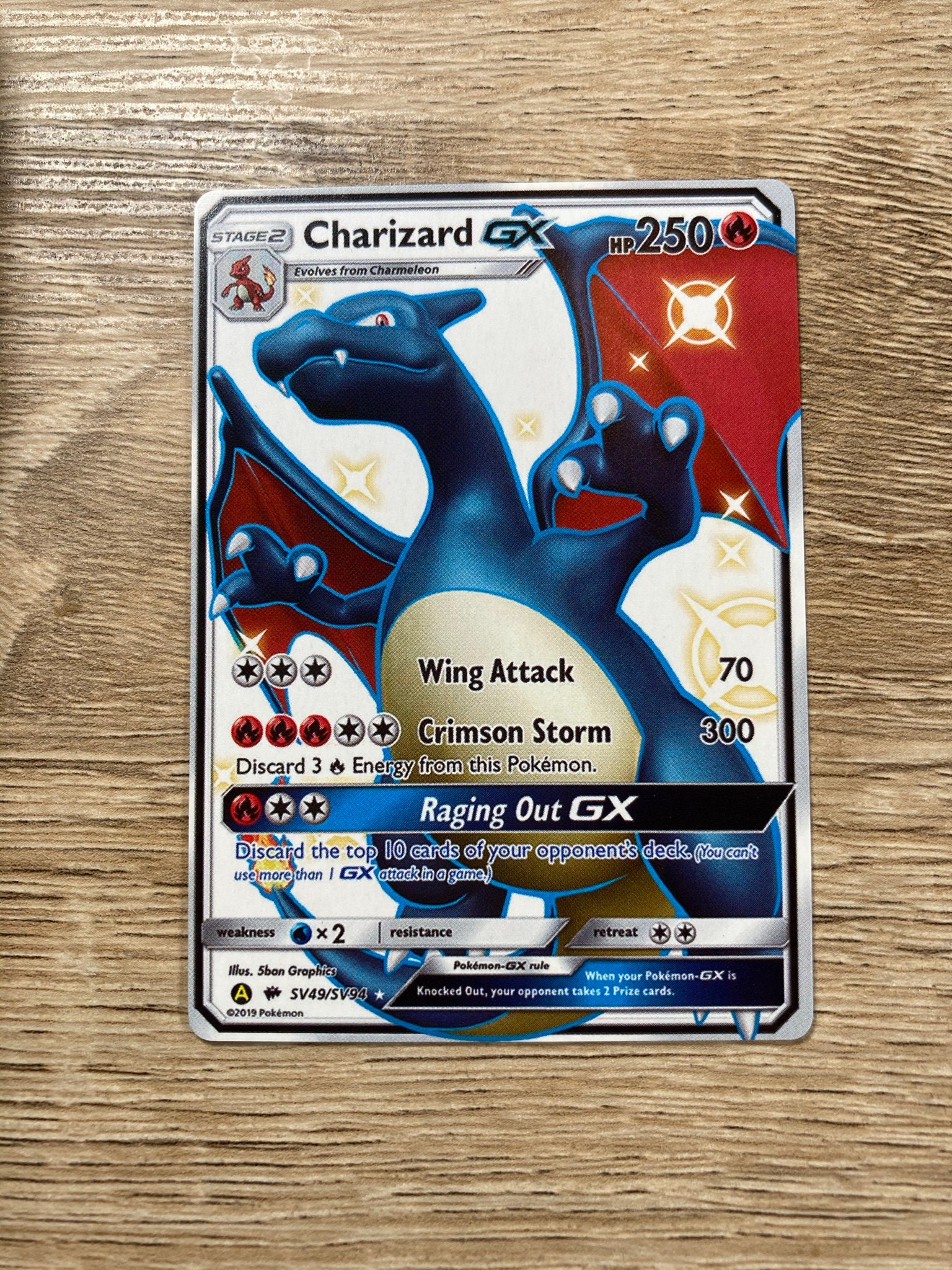 Charizard GX Custom Made Pokémon Card Raging Out White Etsy