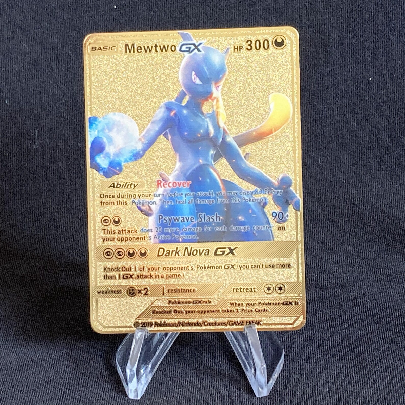 Shadow Mewtwo GX Pokemon Card Custom Gold Metal Etsy