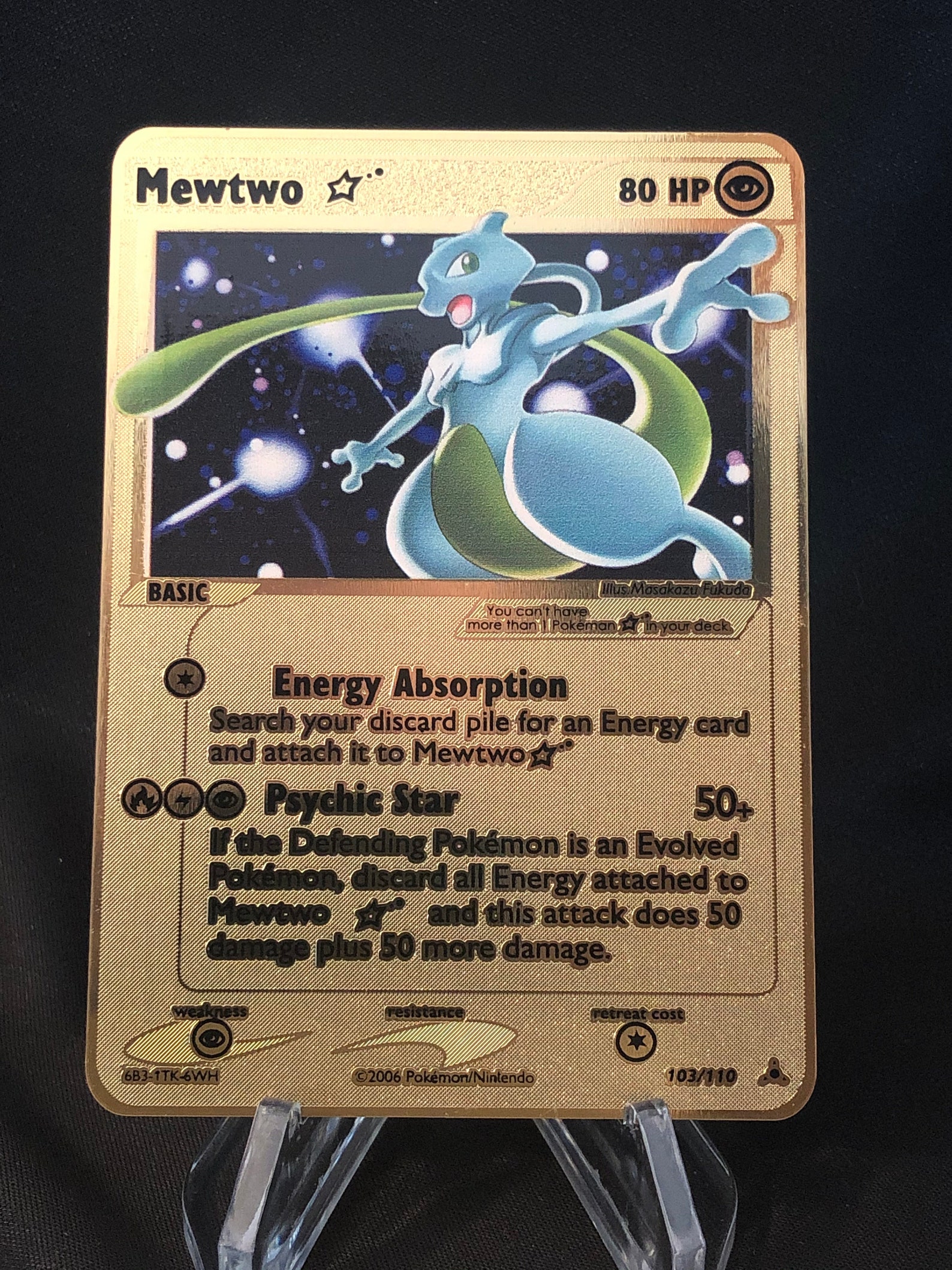 Gold Mewtwo Pokemon Card Gold Star Custom Metal Etsy