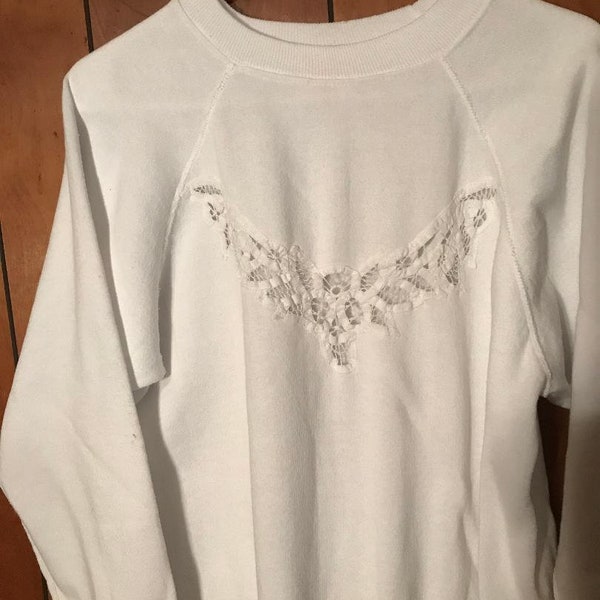 XLarge Ladies Long Sleeve Sweatshirt,V Lace over lay,V Shaped Lace.XLarge Sweatshirt