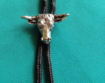 1980s Bolo Tie - Longhorn Steer Head - New Old Stock - Bo-Ho, Rodeo Bolo, Cowboy Bolo,Western Bolo,Gift for Him,Gift for Her, Bo-Ho