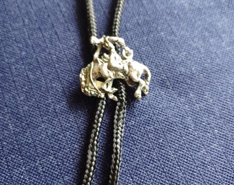 1980s Bolo Tie - Cowboy Riding Bucking Horse - New Old Stock - Bo-Ho, Rodeo Bolo, Cowboy Bolo,Western Bolo,Gift for Him,Gift for Her
