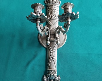 Victorian wall candelabra/sconce candle holder, Ornate neoclassic, Louis XVI Torchiere Design with leaf motifs on the arms, Bo-Ho, MCM