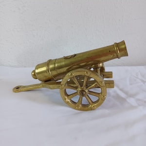 Vintage Brass Model Cannon, Vintage Home Decor, NOS (New Old Stock), Boho, Military decor