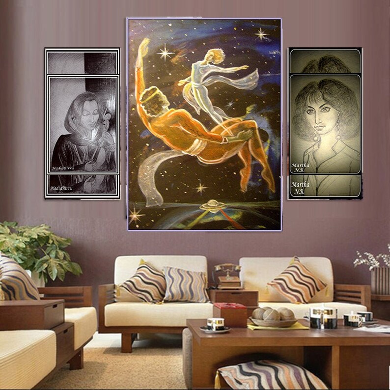 Cosmic Fly Fantasy Surreal Printable Bright Art in Digital Files for Print