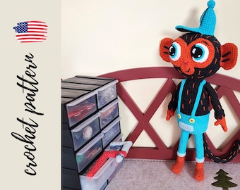 Mr Monkey The Mechanic Crochet Pattern PDF File Super Simple Songs Amigurumi Toy Mr Monkey And His Famous Wrench, NOT finished product