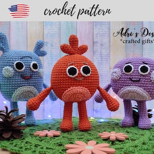 Bumble Nums Häkelanleitung PDF Datei Amigurumi Pattern Super Simple Songs 3er Set Häkelspielzeug Für Kinder DIY, NICHT fertiges Produkt