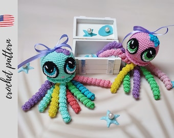 Crochet Octopus Amigurumi Pattern: Rainbow Sea Toy Instructions (PDF Pattern)