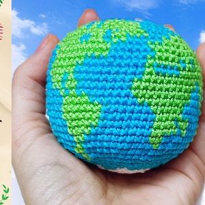 Earth Crochet Pattern Amigurumi Instructions for World Globe PDF file Planet Earth Crochet PDF Amigurumi Stuffed Toy NOT Finished Product