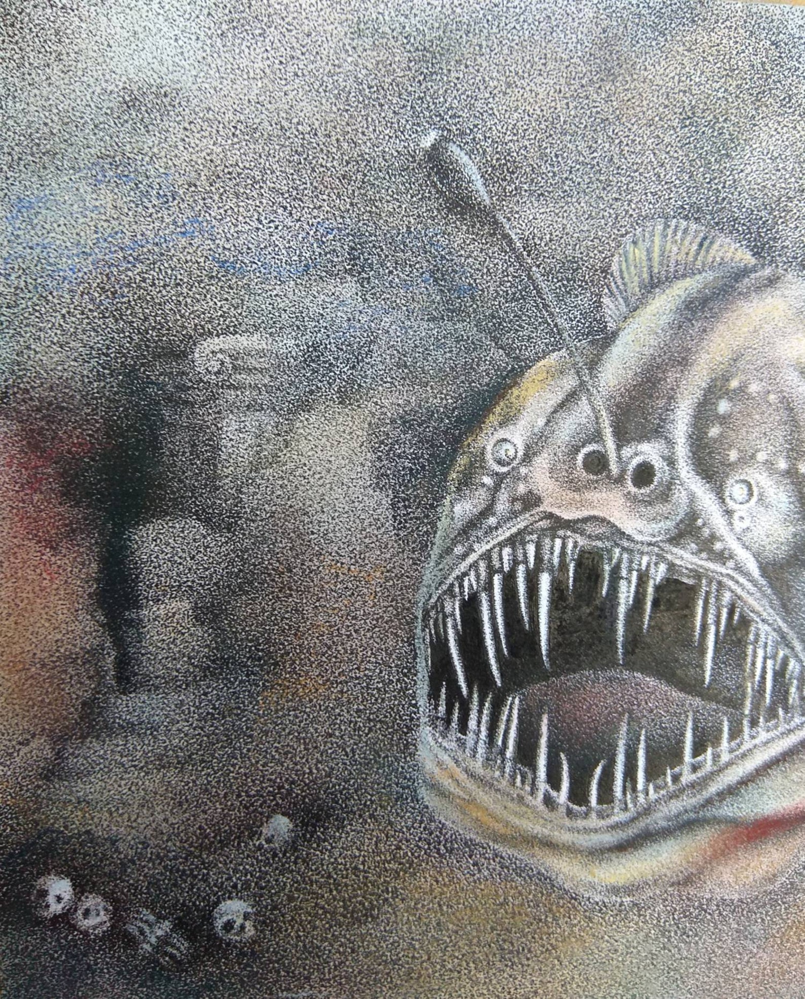Angler fish art painting horror painting macabre decor Etsy