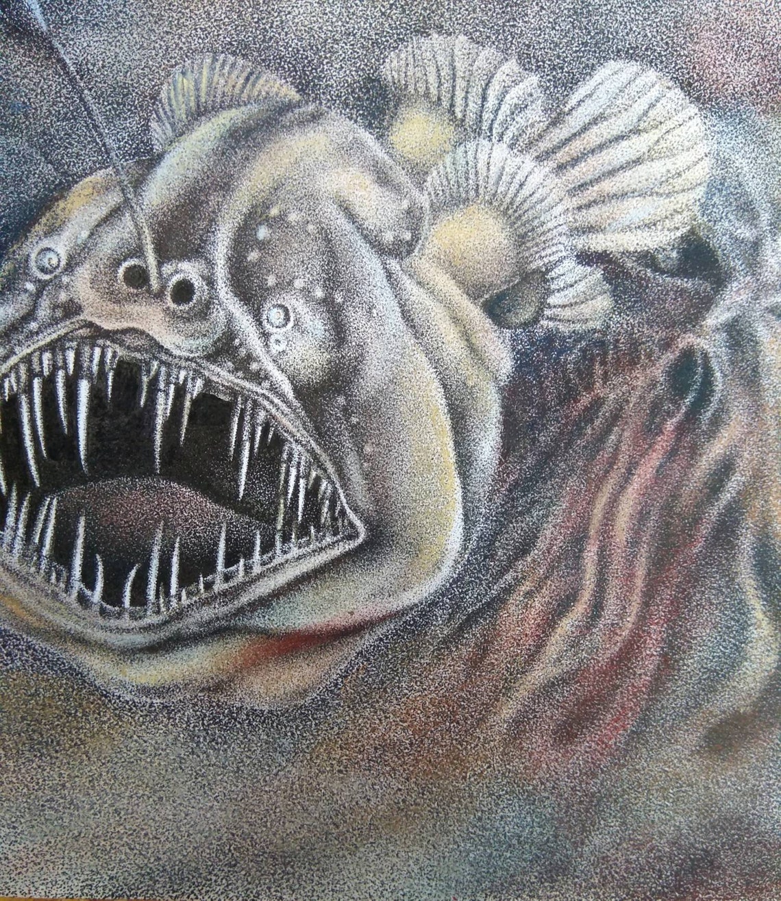 Angler fish art painting horror painting macabre decor Etsy