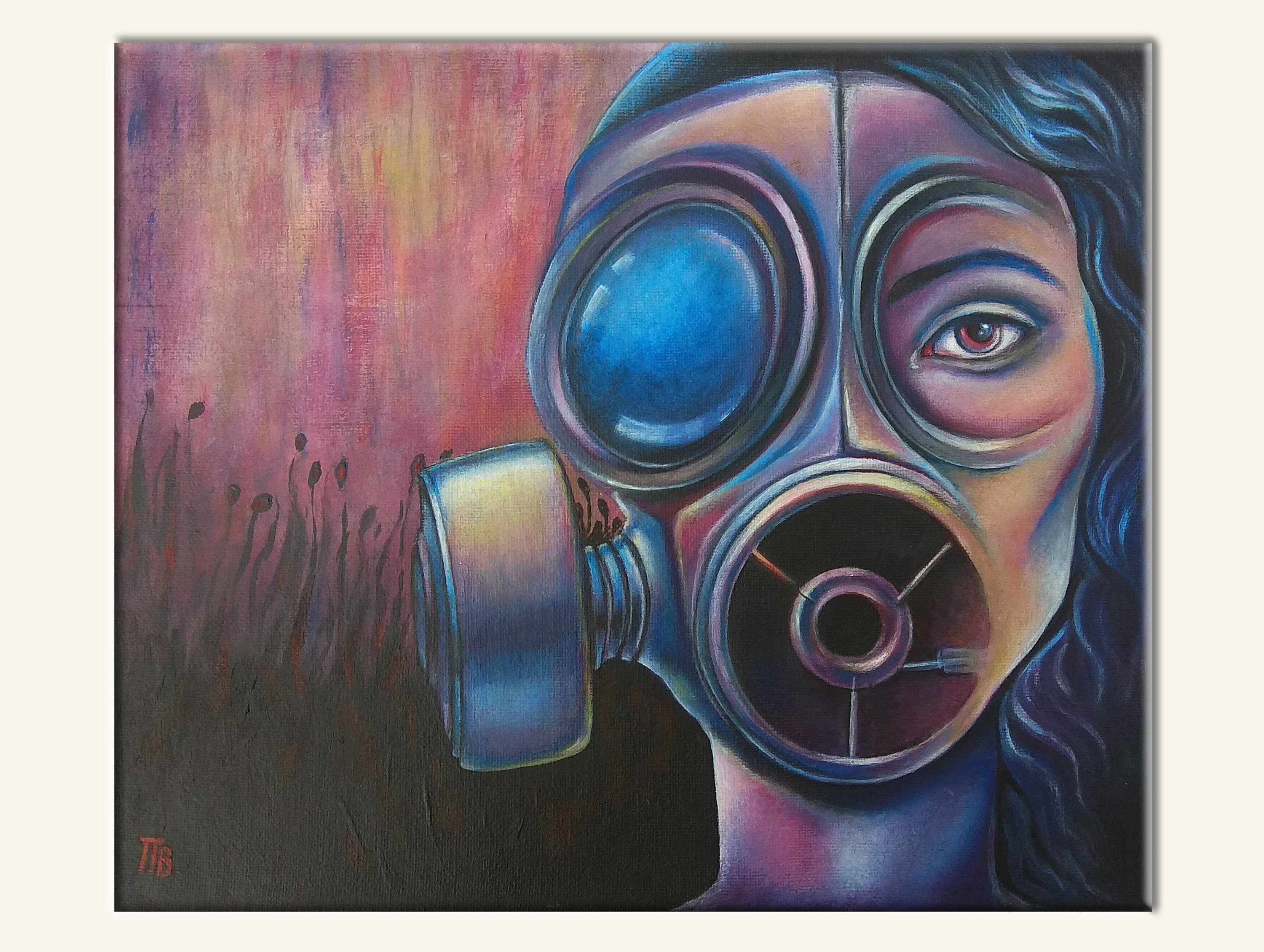 Gas mask painting apocalyptic armor dystopian art for Etsy