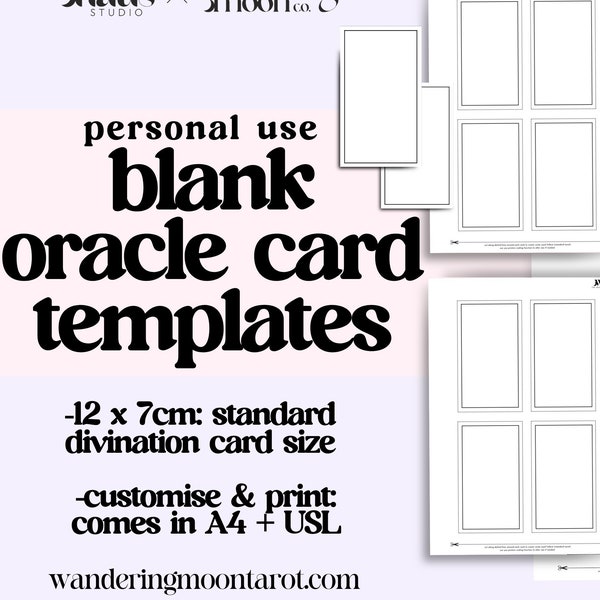 blank digital custom tarot templates paper: digital oracle, SVG - printable PDF