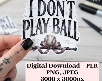 Witchy Baseball PNG | Dark Feminine, Gothic Alt Girl Coquette Design (Digital Download)