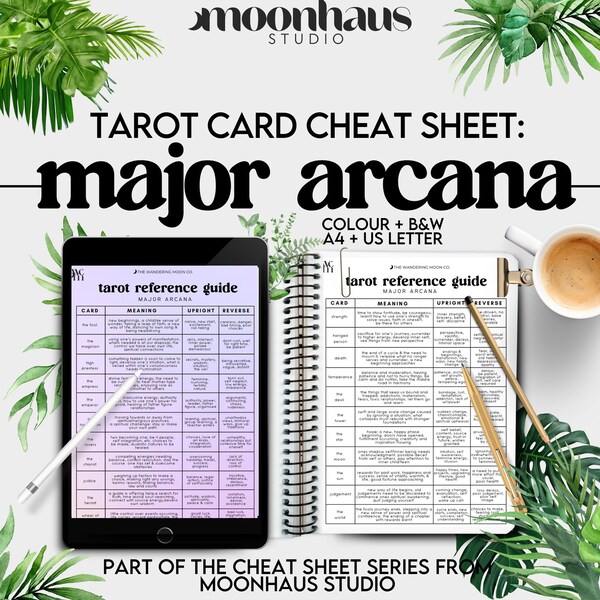 Tarot Cards Reading Cheat Sheet Etsy