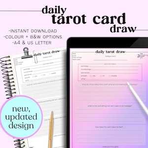 tarot card journal page || divination daily draw record PDF printable || beginner tarot reading