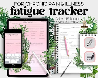 fatigue tracker for chronic pain and illness: symptom tracker, CFS, fibromyalgia, CRPS, POTS, use with Notability & Goodnotes iPad,