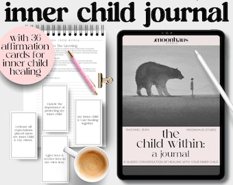 inner child journal: trauma healing, shadow work, guided workbook with digital affirmation cards, therapy tools