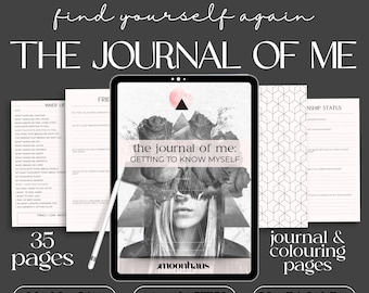 the journal of me: insight, self-discovery, self-understanding aesthetic journal & colouring pages, 35 pages