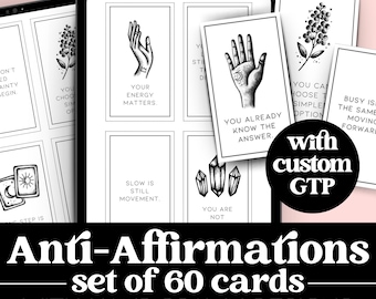 Anti Affirmation Cards, Printable Oracle & GPT: Hand-Illustrated, for Clarity and Reflection