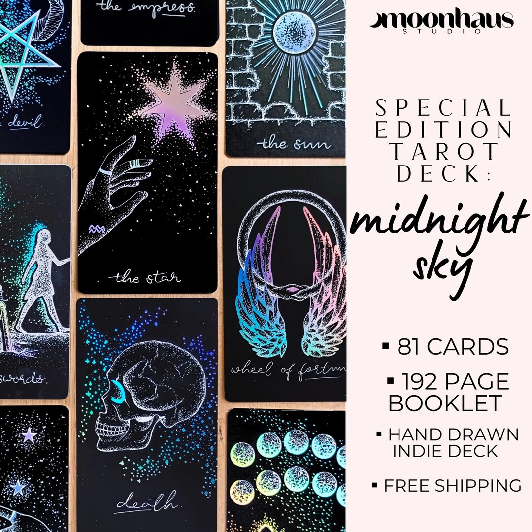 Unique Tarot Deck, Holographic Black Cards for Tarot Reading, Psychic