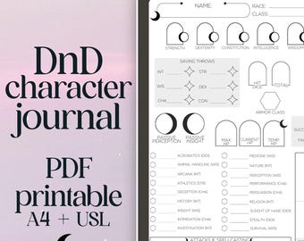 DnD 5e Character Sheet Journal | Printable Download Dungeons and Dragons 5th Edition | Campaign Journal
