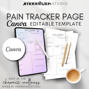 Pain Tracker Journal Page: Symptom Tracker, Fibromyalgia, Chronic Illness (Canva Template)