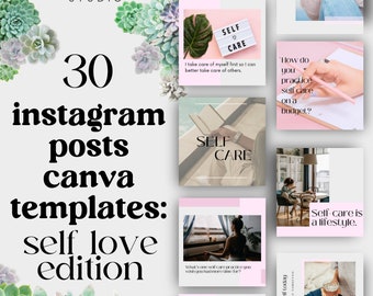 canva template: 30 instagram posts for self love & self care DFY