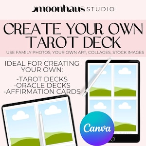 Canva Template: digitale Tarot Orakel Karten | Erstellen Sie Ihre eigenen Tarotkarten, Affirmationskarten. digital und druckbar