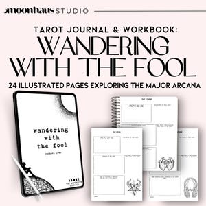 tarot journal & workbook: 24-page major arcana guide book for beginners | printable pdf | learn tarot with journal prompts + tarot card art