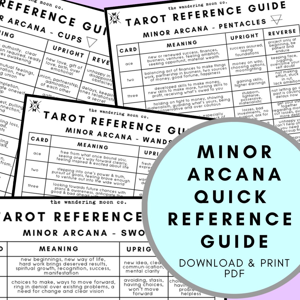 Tarot Quick Reference Guide Minor Arcana Cheat Sheet Tarot - Etsy