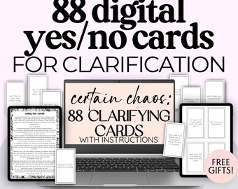 Printable Digital Cards: 88 Yes/No Clarification Cards for Tarot Spreads and Readings (PDF'')