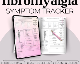 Fibromyalgia Symptom Tracker Journal Page, Chronic Pain and Illness (Digital Download)