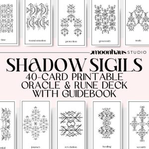 digital norse oracle rune deck: Shadow Sigils, printable PDF | guidebook | manifestation sigils | hand drawn