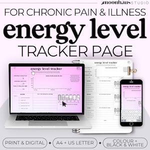 Energy Level Tracker: Chronic Pain and Illness, Symptom Journal (Printable Digital Download)