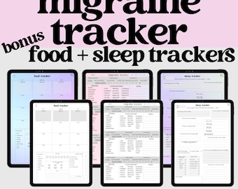 Migraine Tracker Printable | Symptom & Pain Journal | with Food and Sleep Trackers (Digital Download)