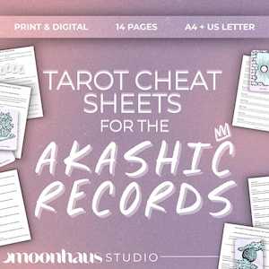 tarot akashic records cheat sheet for tarot readings, past life soul reading, soul contract regression, book of shadows, digital download
