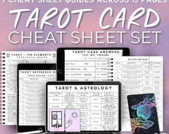 Tarot Cheat Sheet Bundle: Bestseller Pack, Astrology, Numerology, Yes/No, Card Meanings, Keywords (Digital Printable)