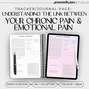 chronic pain & mental health journal set, chronic illness instant download